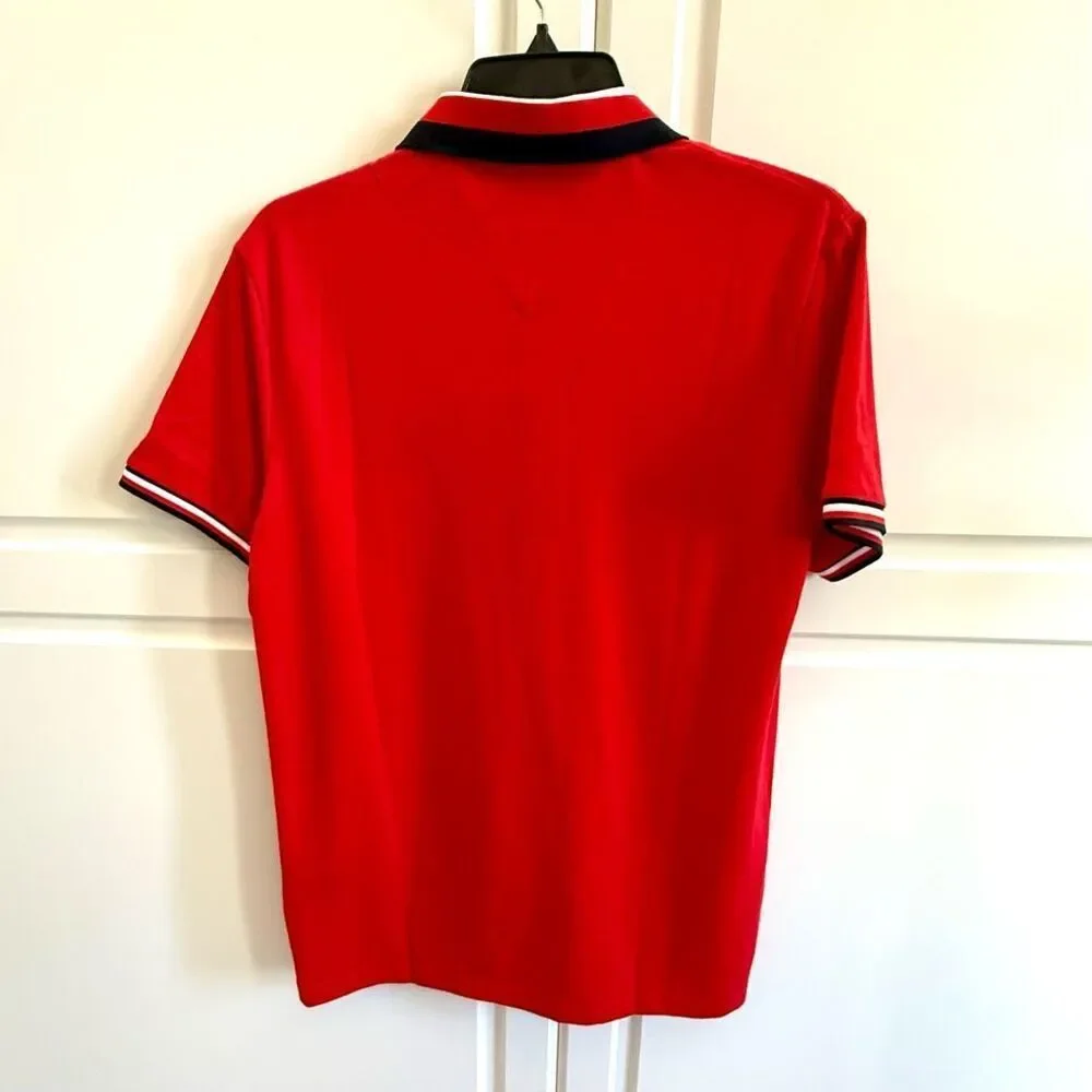 NWT Tommy Hilfiger men polo shirt, regular fit, red.  Size M - Picture 5 of 9